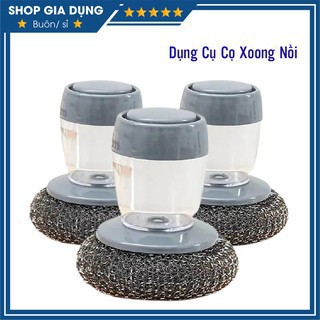 Cọ sắt kèm nhả dầu tay cầm tiện dụng - Cọ rửa xoong nồi - Búi Sắt