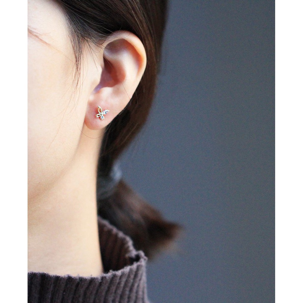 Khuyên Tai Hình Bướm Đính Đá Phong Cách Hàn Quốc Dành Cho Nữ