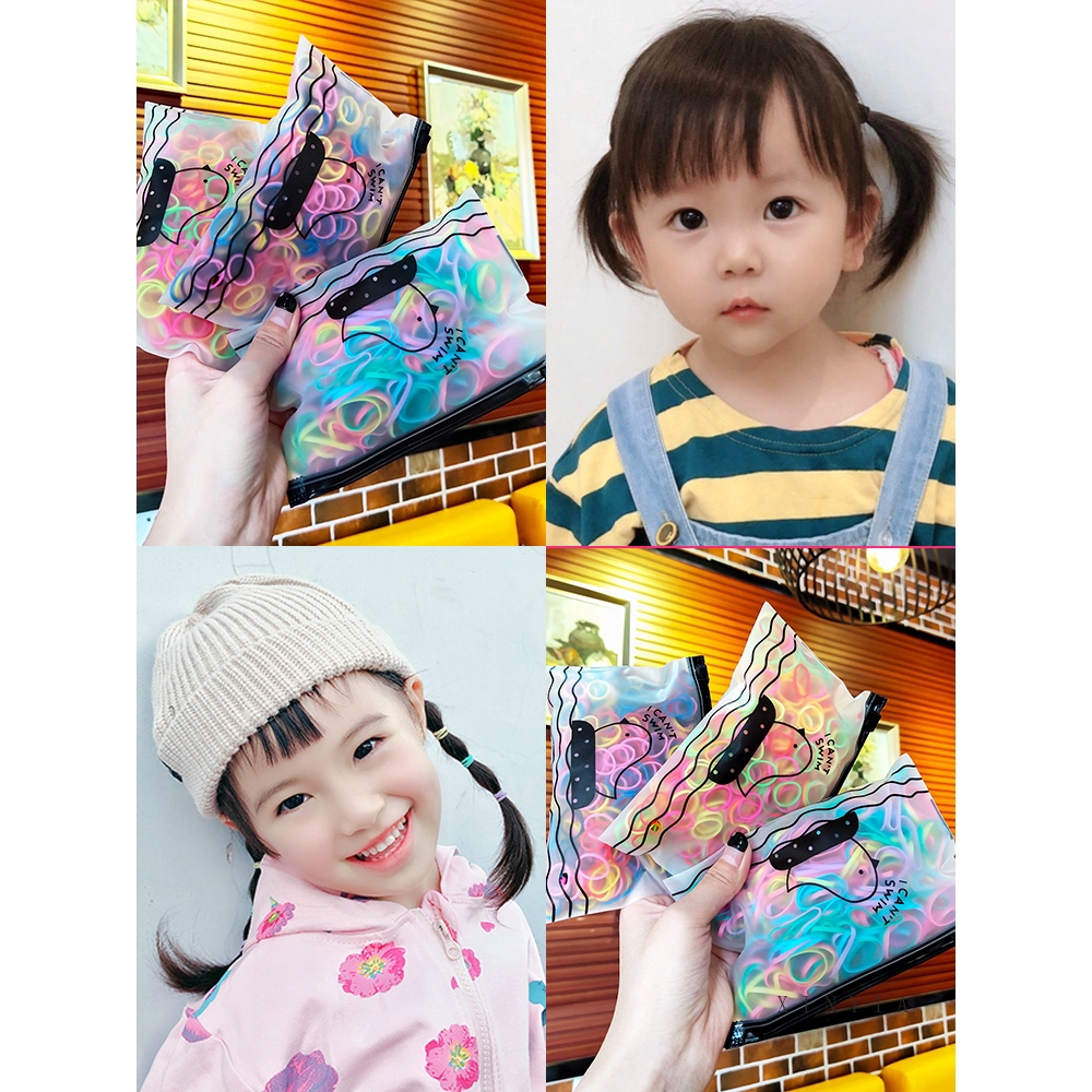 🌺Bộ 1000 dây thun buộc tóc nhiều màu sắc/ màu đen/ màu trắng tùy chọn dùng một lần tiện lợi