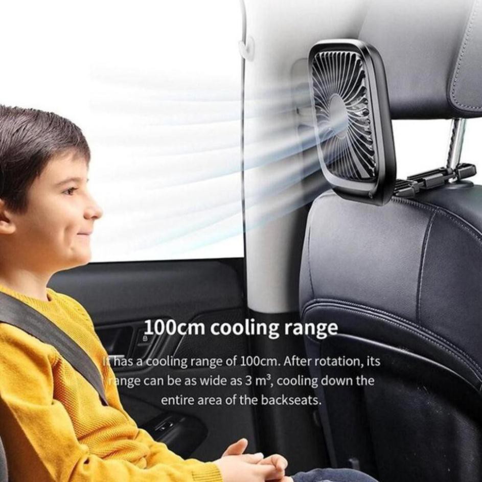 Quạt Làm Mát MINI Cao Cấp Không Ồn 3 Chế Độ Gắn Sau Ghế Ô Tô Xe Hơi Dùng Nguồn USB Baseus Foldable Backseat Fan