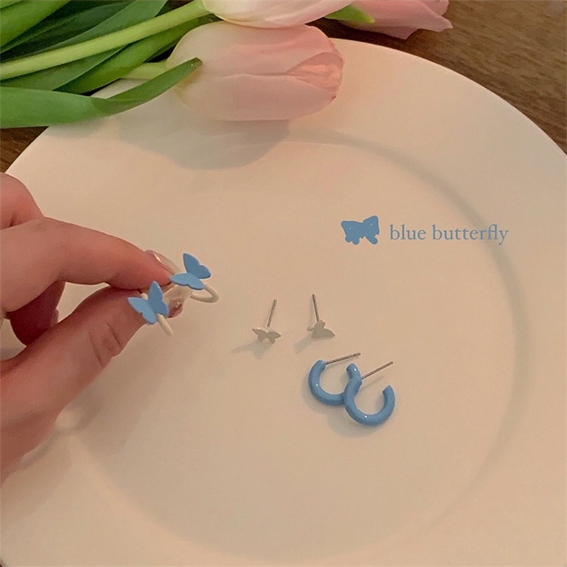 IF ME Bộ 3 Đôi Bông Tai Hình Bướm Dễ Thương Cho Nữ