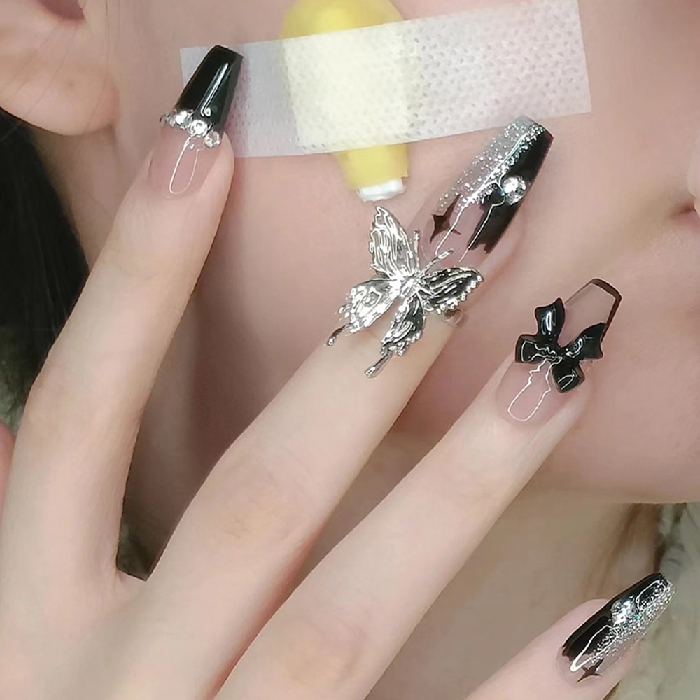 2422 bộ móng tay giả set móng giả trong suốt móng tay giả đính nơ móng tay giả dài vuông set 24 móng tay giả  móng giả thiết kế  móng giả thiết kế dán móng tay giả