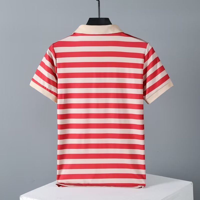 Áo Thun POLO Tay Ngắn Dáng Rộng Họa Tiết Kẻ Sọc Phong Cách Hong Kong Thời Trang Cho Nam Size M-3XL