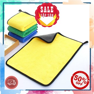 Khăn lau xe ô tô siêu thấm hút 2 mặt microfiber 600gsm 30x40cm chống xước sơn xe