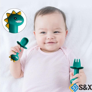 1 Bộ Thìa Và Nĩa Silicon Mềm Cho Bé Sơ Sinh