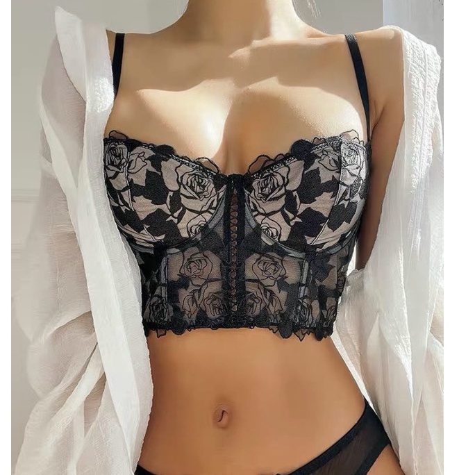 Áo bra ren bralette dáng corset có đệm mút, gọng nâng ngực nhẹ ren sexy cao cấp BR08 - Her sleepwear