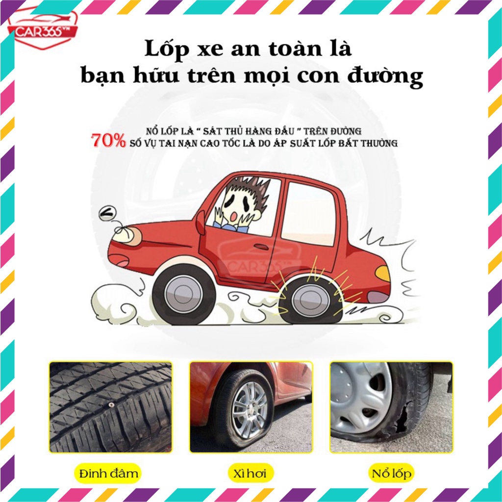 NGÀY DUY NHẤT Cảm biến áp lực lốp thời thượng hàng hiệu CAR365 - màn hình hiển thị màu LCD chỉ ra áp lực nhiệt - Bảo Hàn