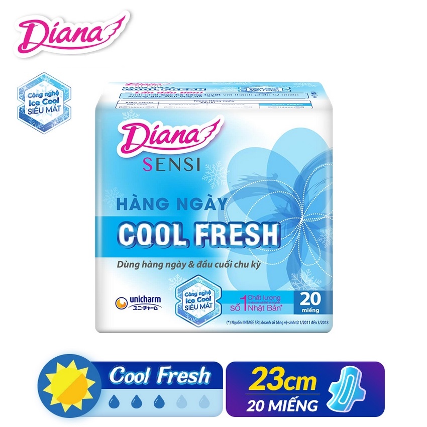 Băng vệ sinh hàng ngày Diana Sensi Cool hàng ngày (Xanh) 20 miếng/gói