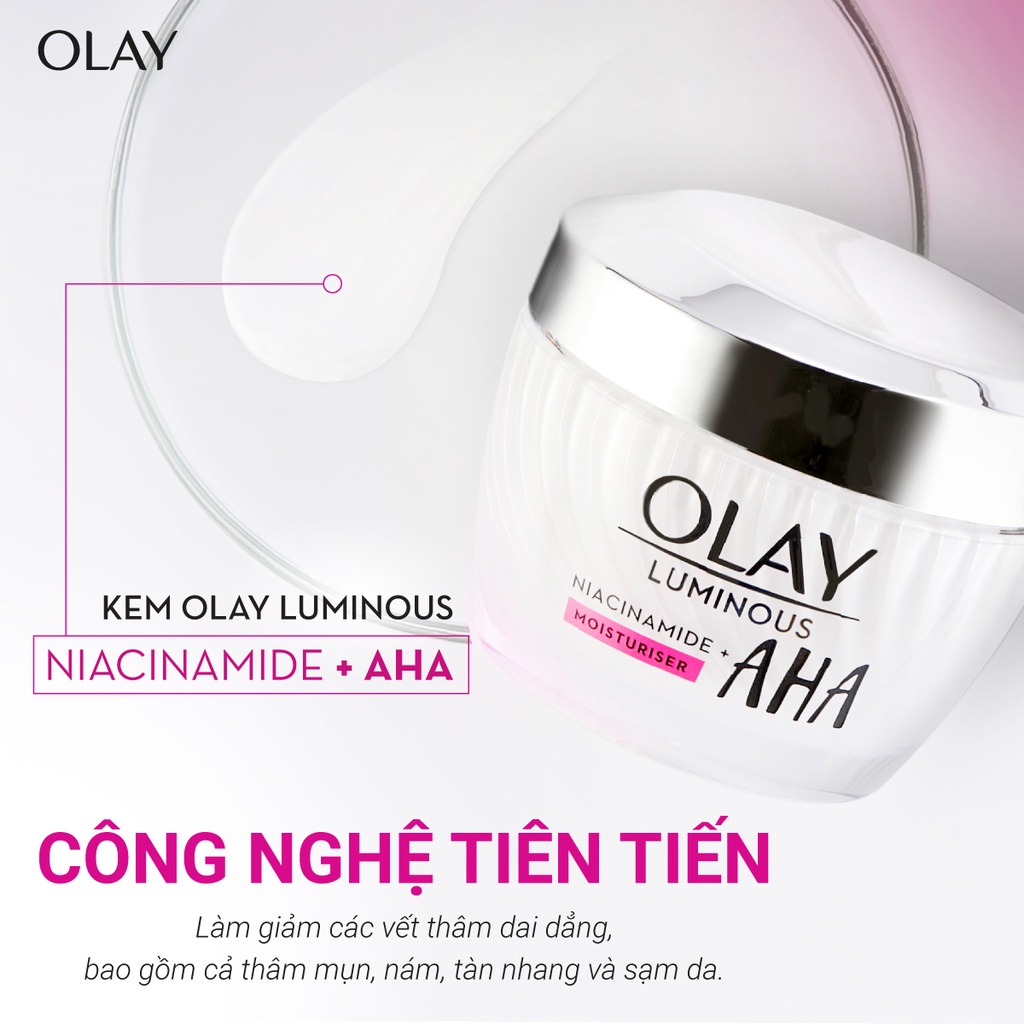 Combo 2 OLAY Luminous Niacinamide Kết Hợp AHA Gồm Siêu Tinh Chất Ngừa Lão Hóa 30ML Và Kem Dưỡng Sáng Da 50G