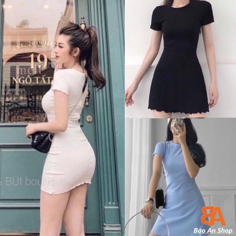 Đầm ôm boby tay ngắn chất thun Free Size 40-53kg dành cho nữ cá tính sexy | BigBuy360 - bigbuy360.vn