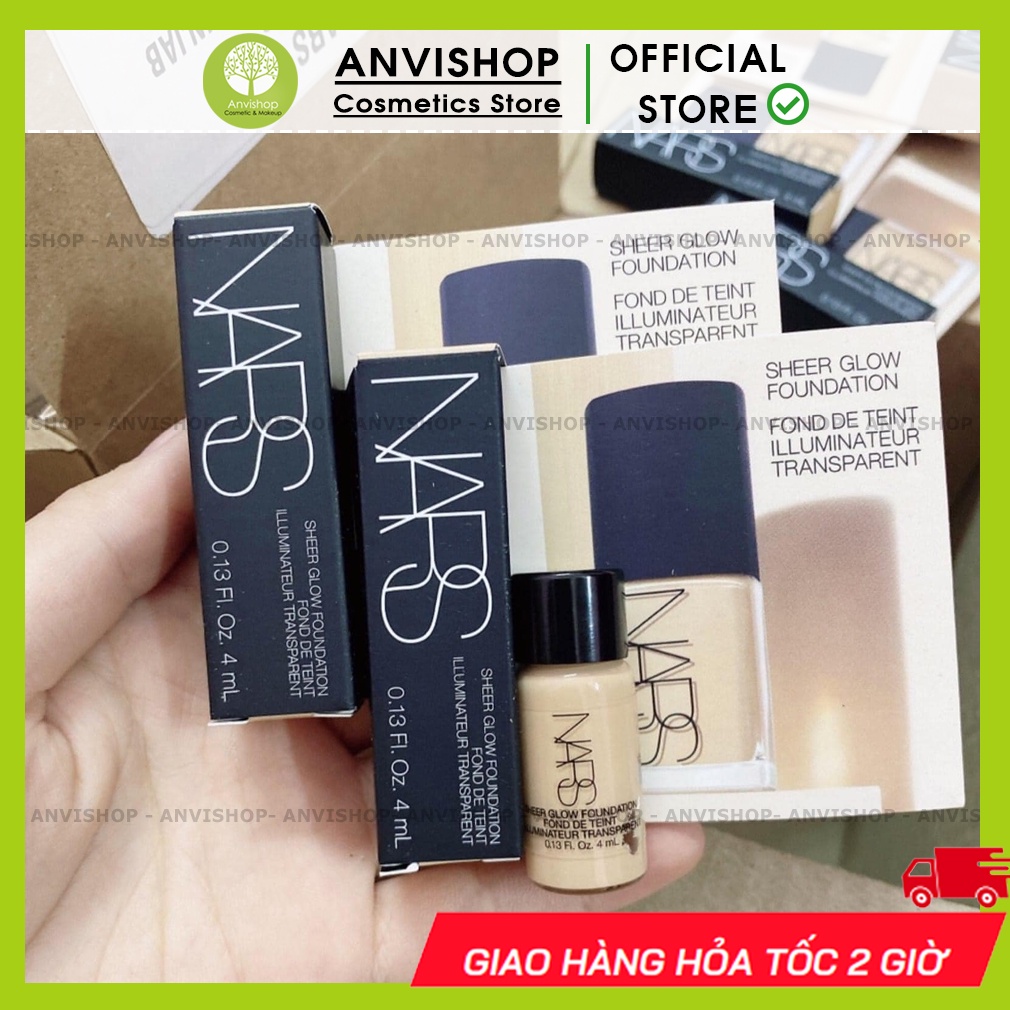 Kem nền Nars Sheer Glow Foundation mini size 4ml -  tone medium 1 - da trung bình sáng (phù hợp da châu á)