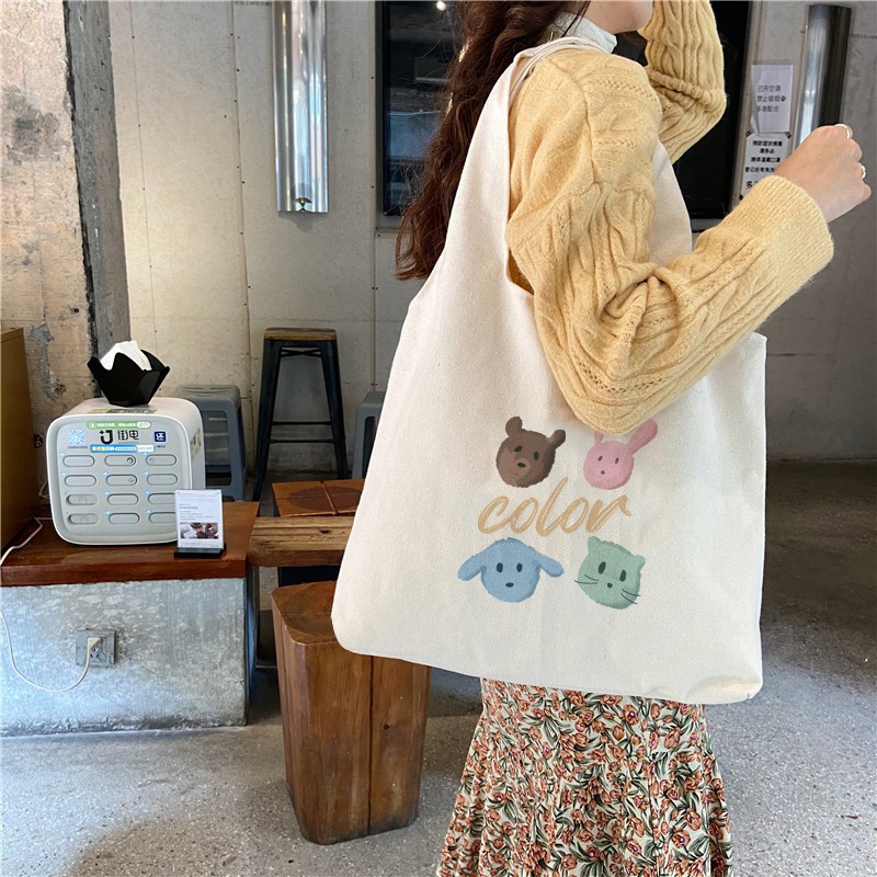 [Mã FASHIONT4WA2 giảm 10K đơn từ 50K] Túi Vải Tote Attitude Colur Thú Cưng Korea Style