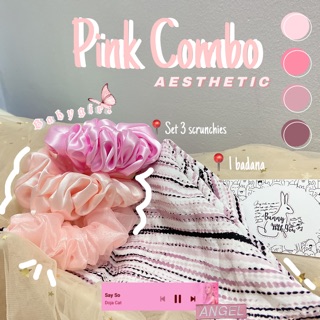 Combo 3 Scrunchies và 1 khăn Bandana phối màu cực xinh
