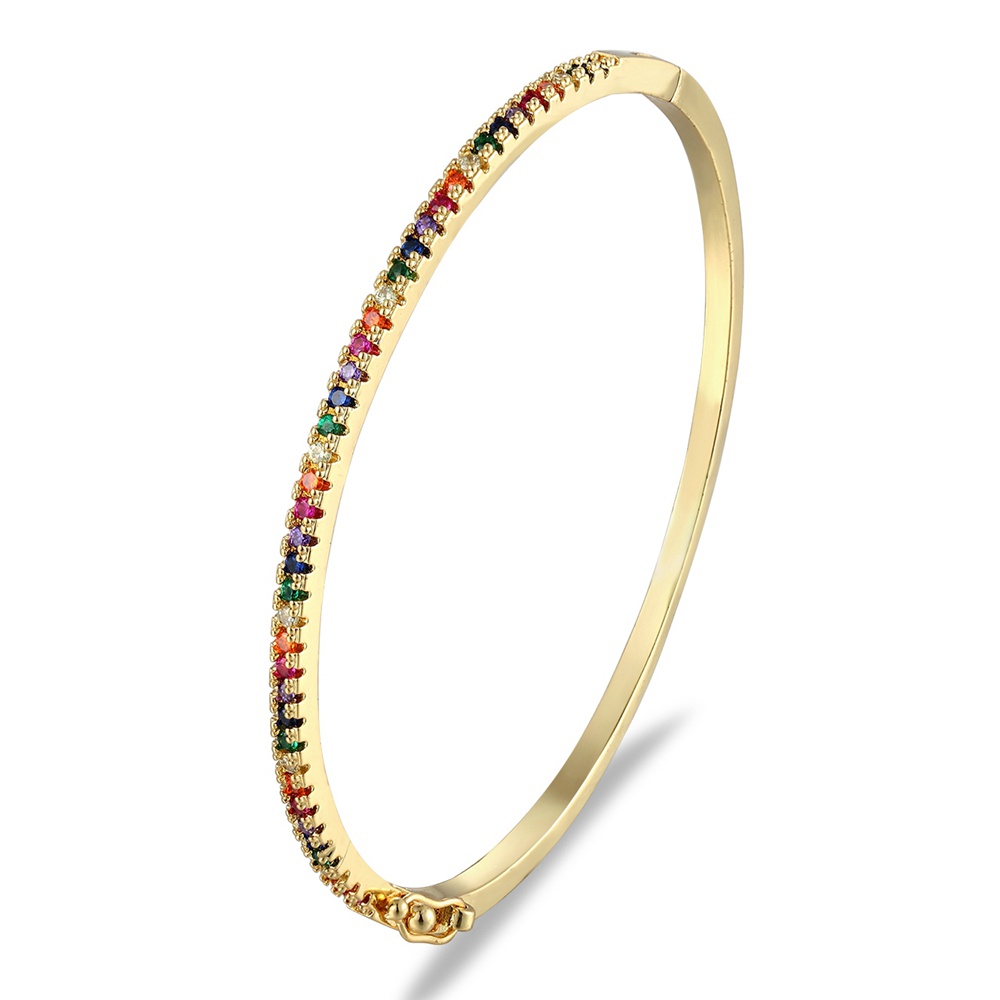 Vòng Tay Đính Đá Zircon Màu Cầu Vồng Thiết Kế Mới Chất Lượng Cao