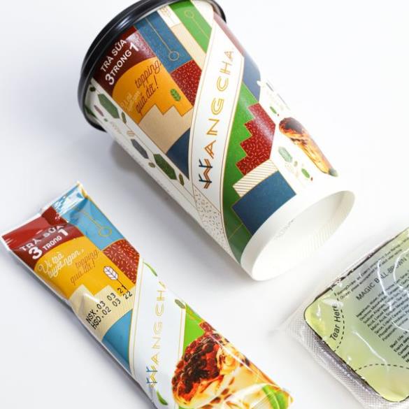 Ly Trà Sữa 3in1 WangCha nhiều vị Tặng Kèm 1 gói Topping 60g