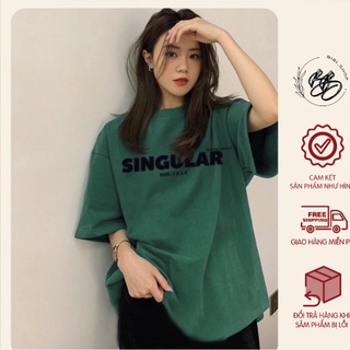Áo thun tay lỡ Singular xanh lá form rộng unisex BiBi _ Shop