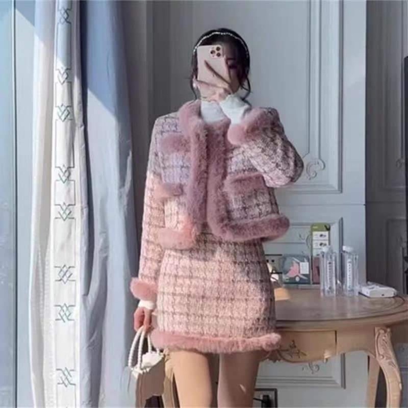Sét áo khoác dạ chân váy viền lông hàng loại 1