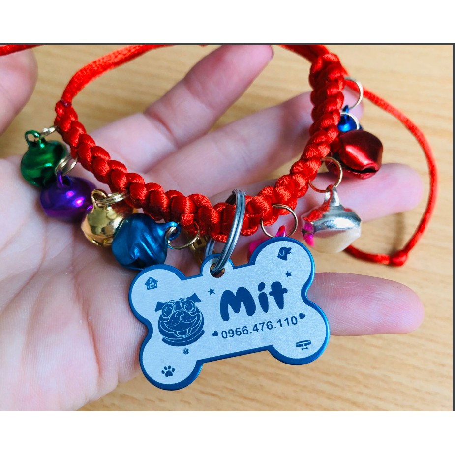 Combo bảng tên thú cưng+ Vòng cổ 6 chuông