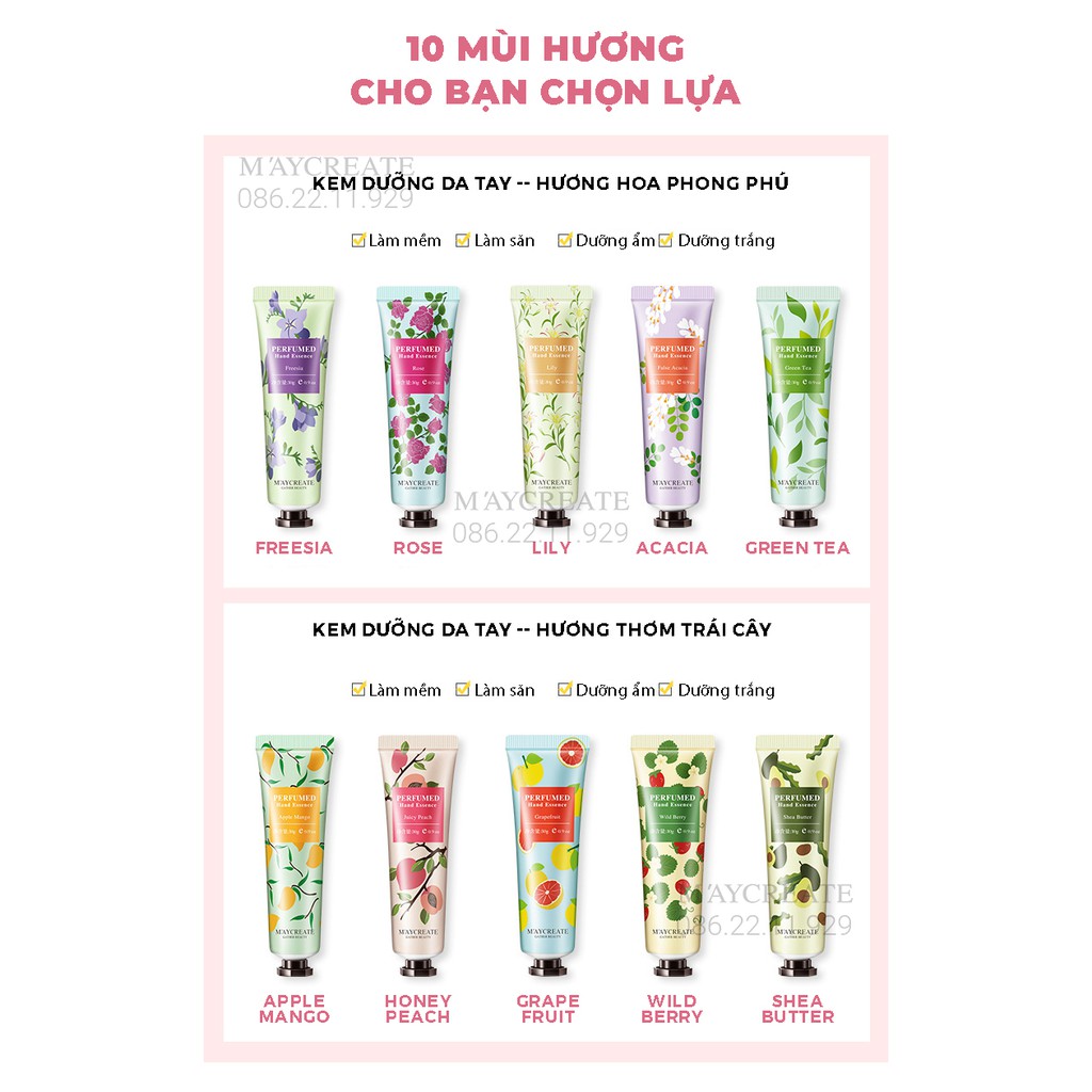 Kem Dưỡng Da Tay Maycreate Kem Bôi Tay Dưỡng Ẩm Nội Địa Trung Giúp Da Mềm Mịn Hương Hoa Quả Thơm Tự Nhiên DASATA