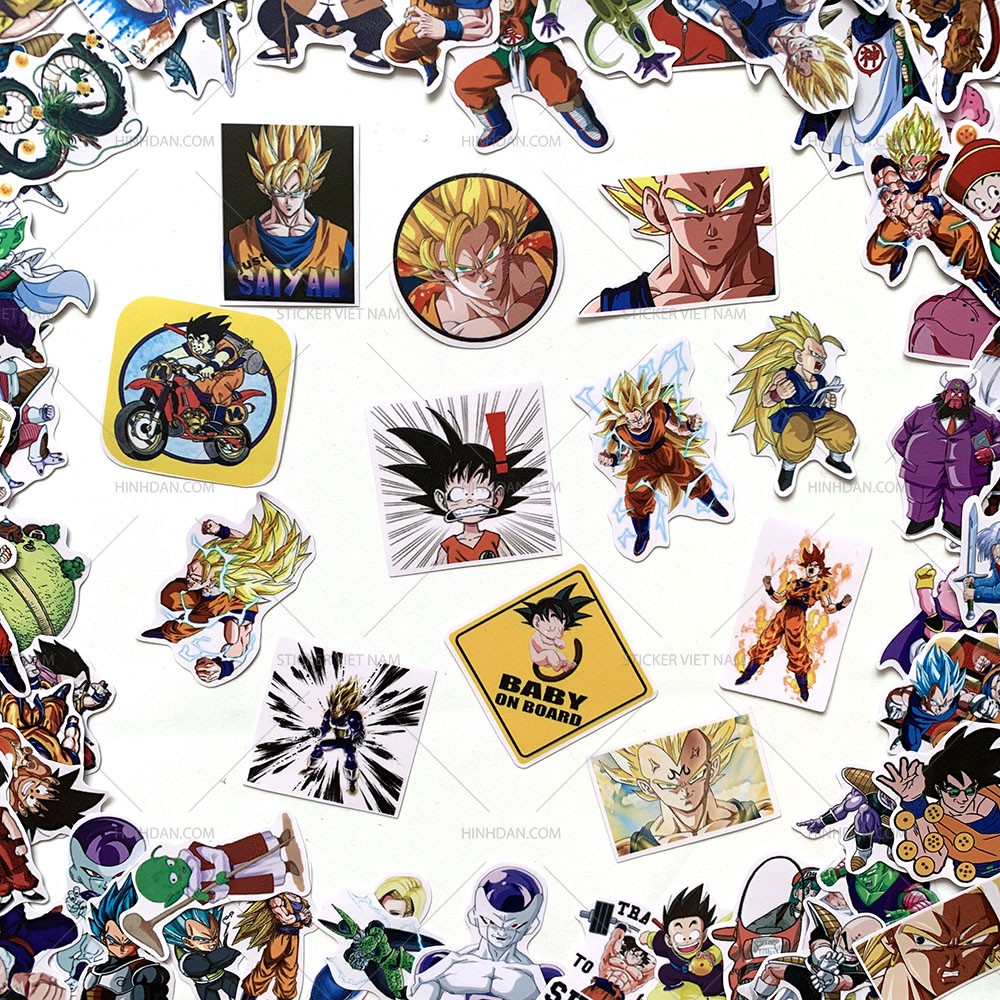 Sticker DRAGON BALL - Bảy Viên Ngọc Rồng Hình Dán Decal Chống Nước Trang Trí VaLi, Laptop, Mũ Bảo Hiểm Goku, Gohan