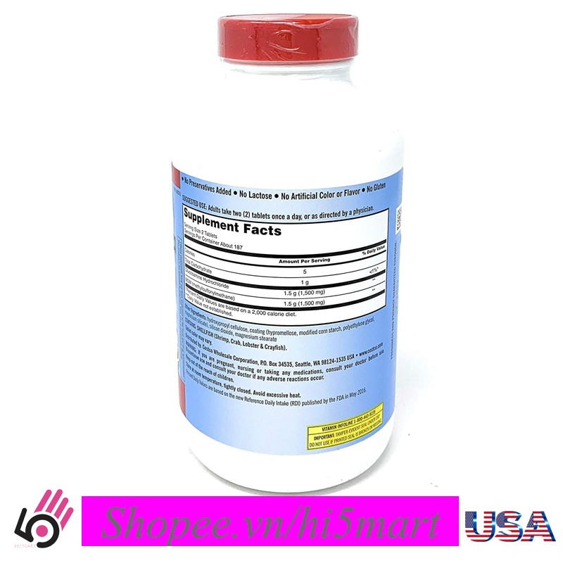 [USA] Viên uống Glucosamine HCL 1500mg Kirkland, 375 Viên