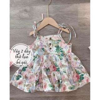 Váy hai dây thô lụa bé gái
