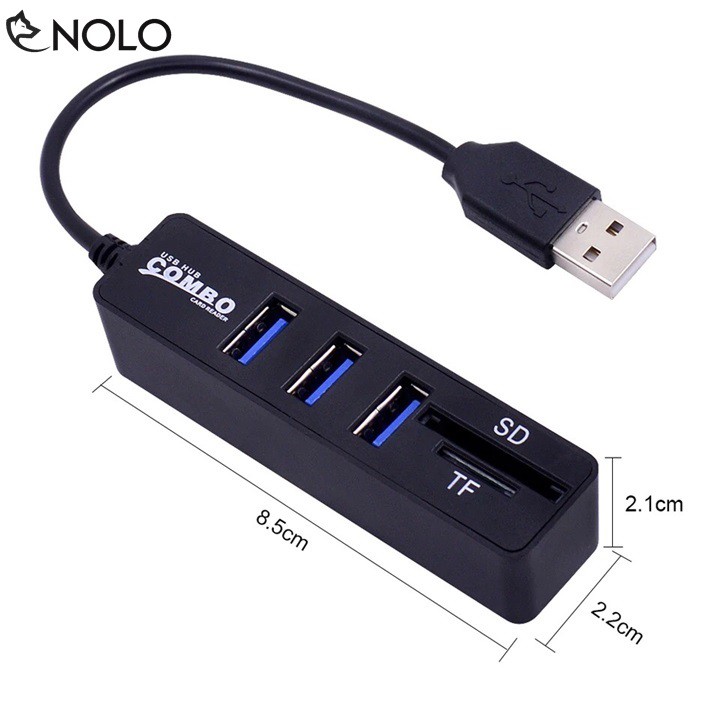 Hub USB 2.0 Combo Đa Năng Tích Hợp 3 Cổng USB Và 2 Cổng Thẻ Nhớ SD, TF