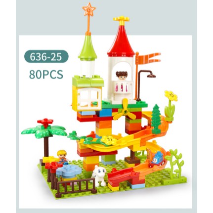 LEGO LÂU ĐÀI CẦU TRƯỢT, 80 chi tiết , 3+, Tương thích lego duplo- gói quà miễn phí