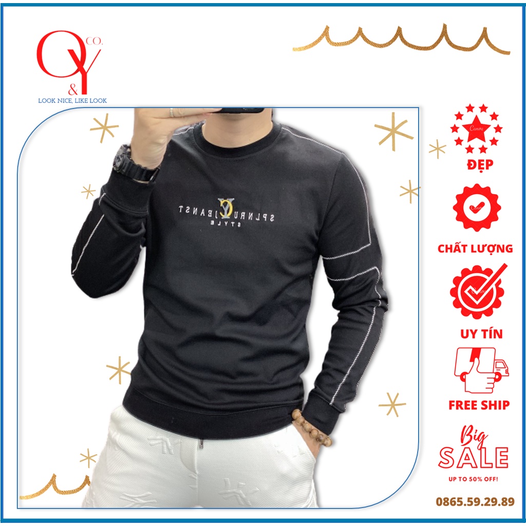 Áo thun thu đông nam, nữ dài tay, cổ tròn, in 3D, chất liệu Poly 2da, trẻ trung, phong cách sweater Hàn Quốc N05 đen