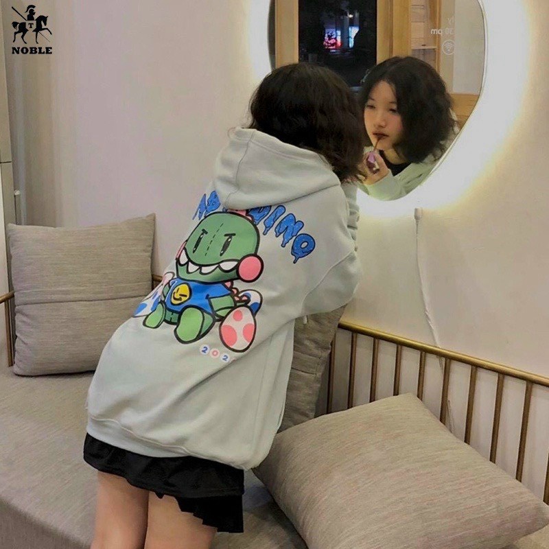 (MẪU MỚI) ÁO KHOÁC  HOODIE NỮ CÓ DÂY KÉO HỌA TIẾT KHỦNG LONG ĐẦU BỰ SIÊU CUTE HHP