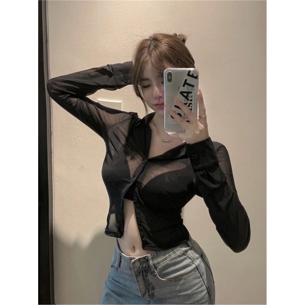 Áo sơmi thun lưới mỏng sexy