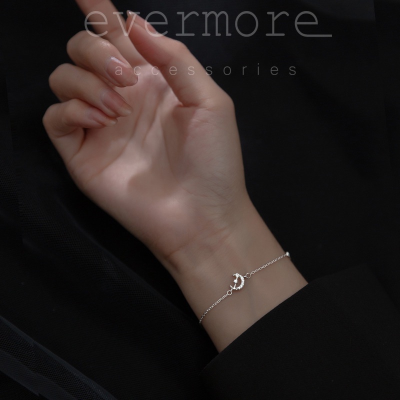 Vòng tay bạc EVERMORE, lắc tay mặt trăng non bạc Ý 925 cao cấp, phong cách minimalism, thanh lịch - L004