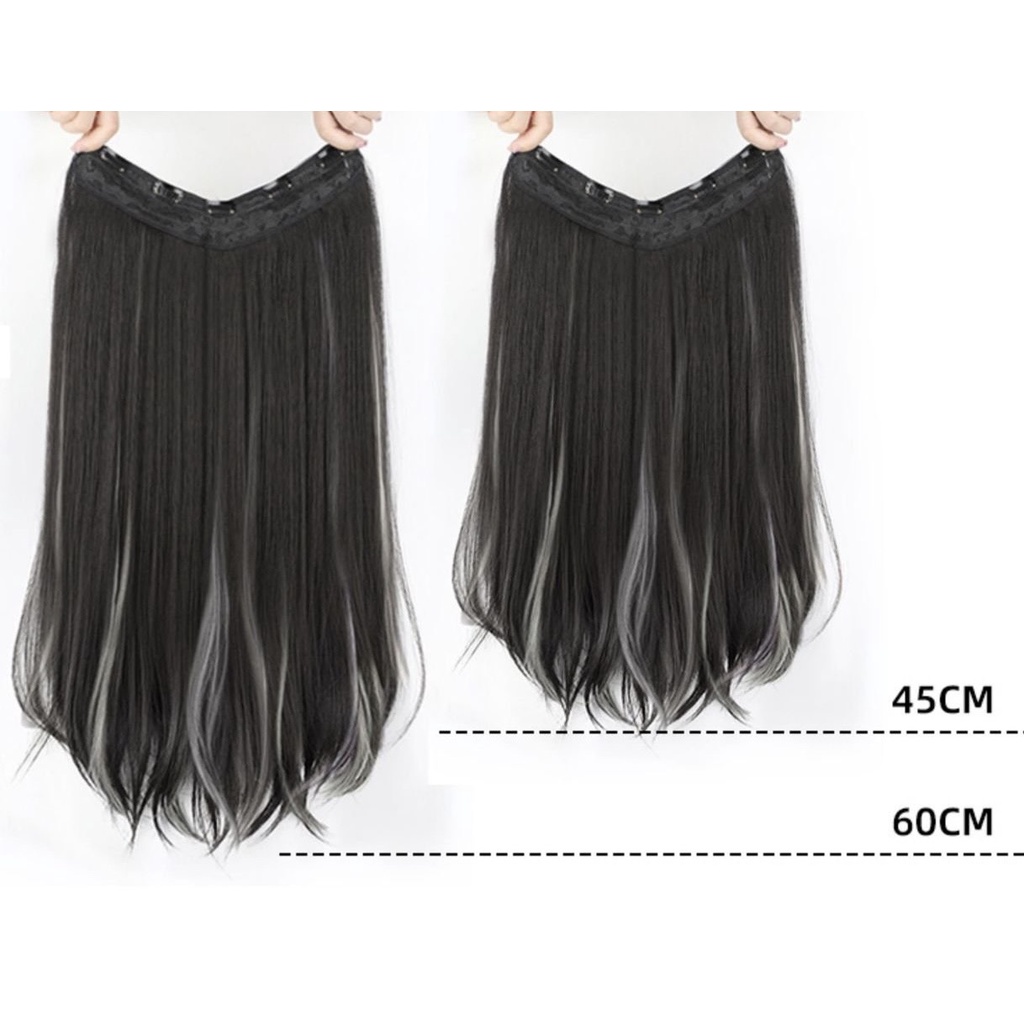 Tóc giả kẹp xoăn sóng dáng chữ V highlight - Tóc giả kẹp dải xoăn lơi highlight  dài 45,60cm mỏng nhẹ tự nhiên - 6