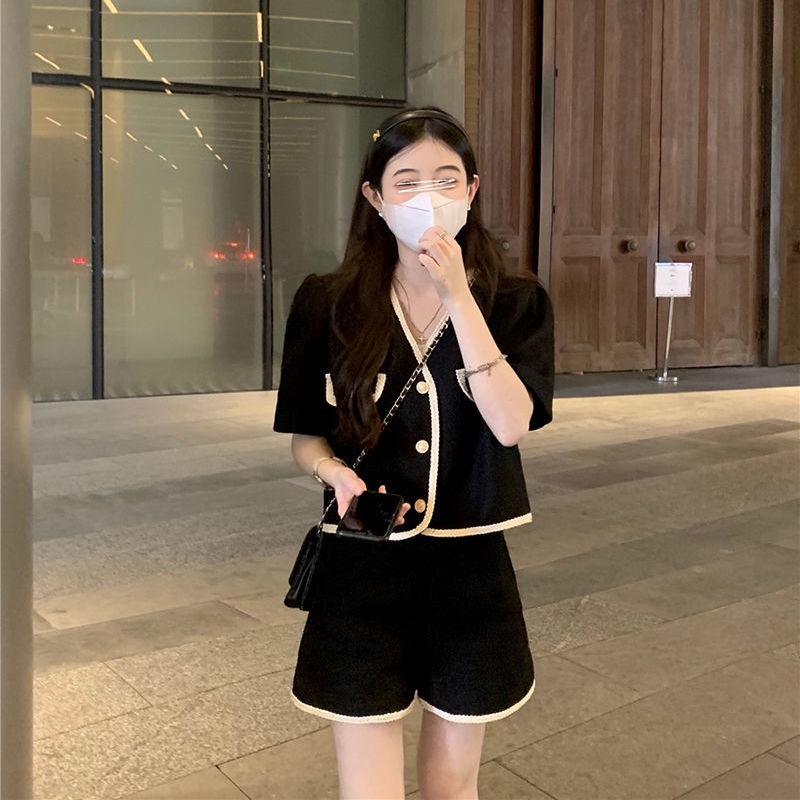 Bộ Áo Cardigan Ngắn Tay + Quần Short Xinh Xắn Dành Cho Nữ  tao bao