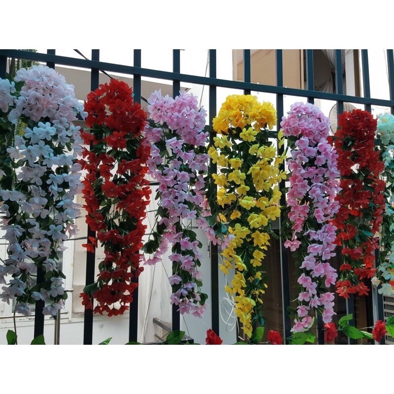 Hoa giả/ Hoa lụa - Chùm hoa đỗ quyên treo tường