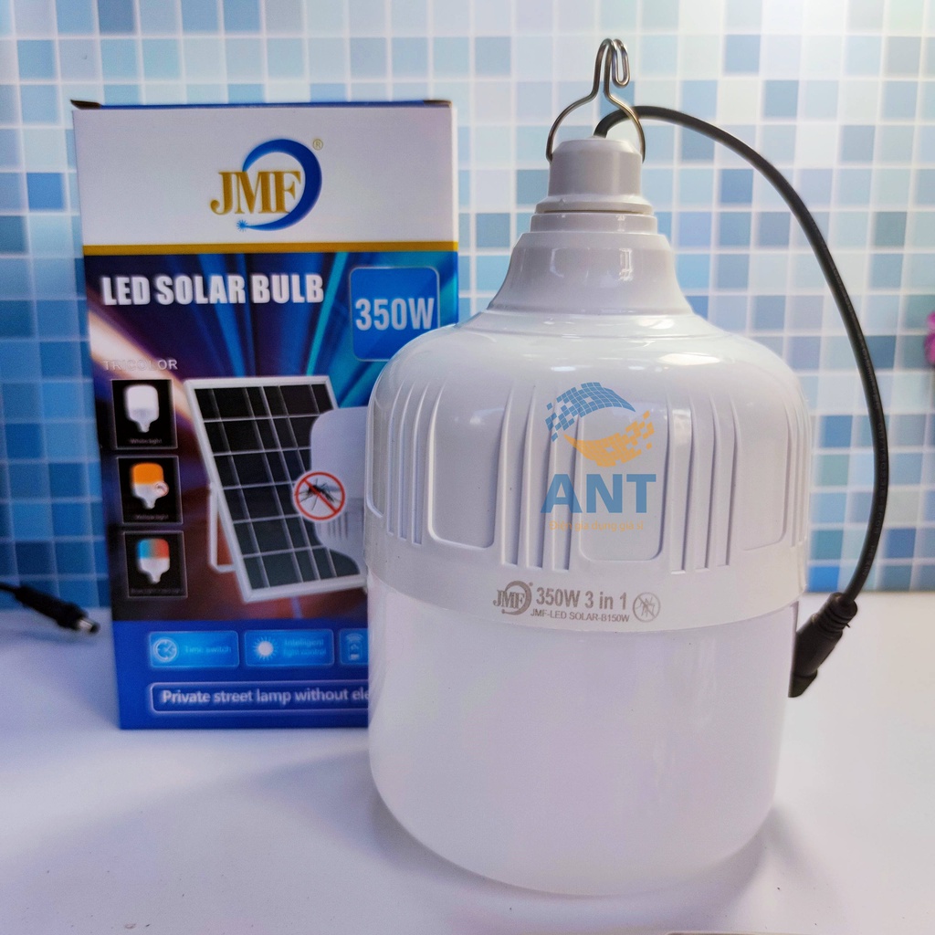 Đèn năng lượng mặt trời 350W 3 chế độ dùng trong nhà và đuổi muỗi sáng liên tục 10 tiếng có cáp sạc USB