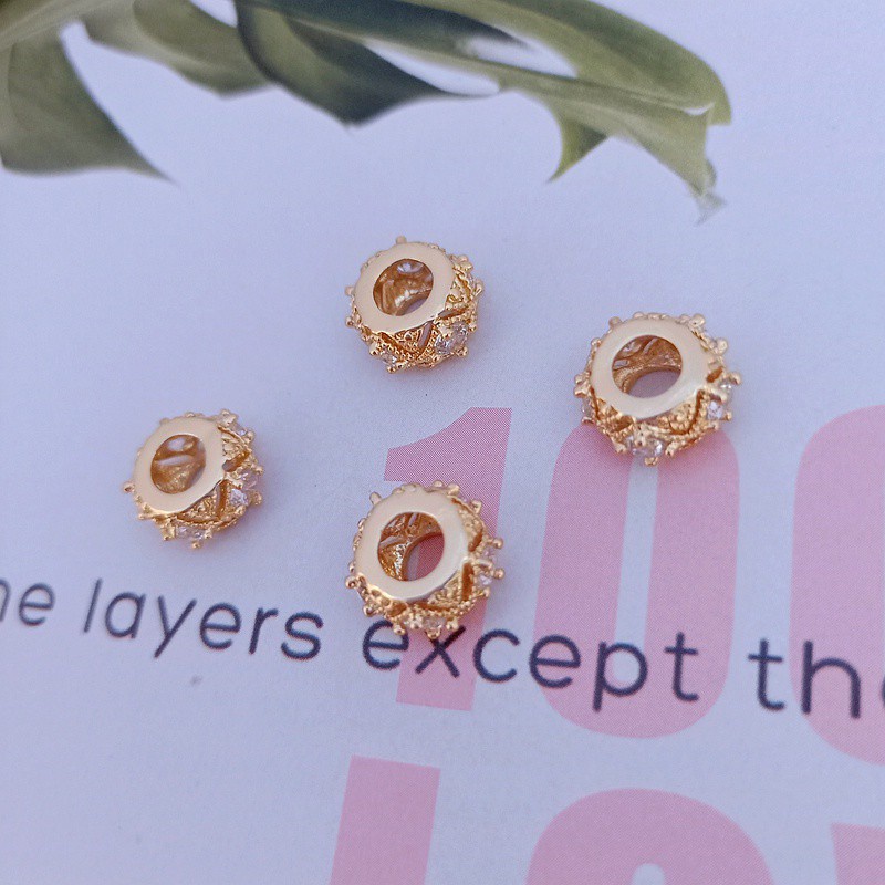 [Little Blu] Hạt Cườm Màu Vàng Đồng 18K Lỗ To Chuyển Đổi Hạt Làm Thủ Công Thời Trang Mới