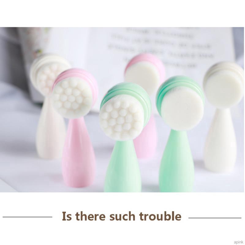 Cọ làm sạch da mặt hai đầu nhỏ gọn bằng silicone tiện dụng