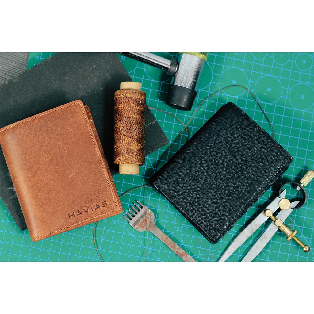 Ví da đứng Gen8 Handcrafted Wallet HAVIAS_Da Bò VEG Có Hương Vĩnh Cửu