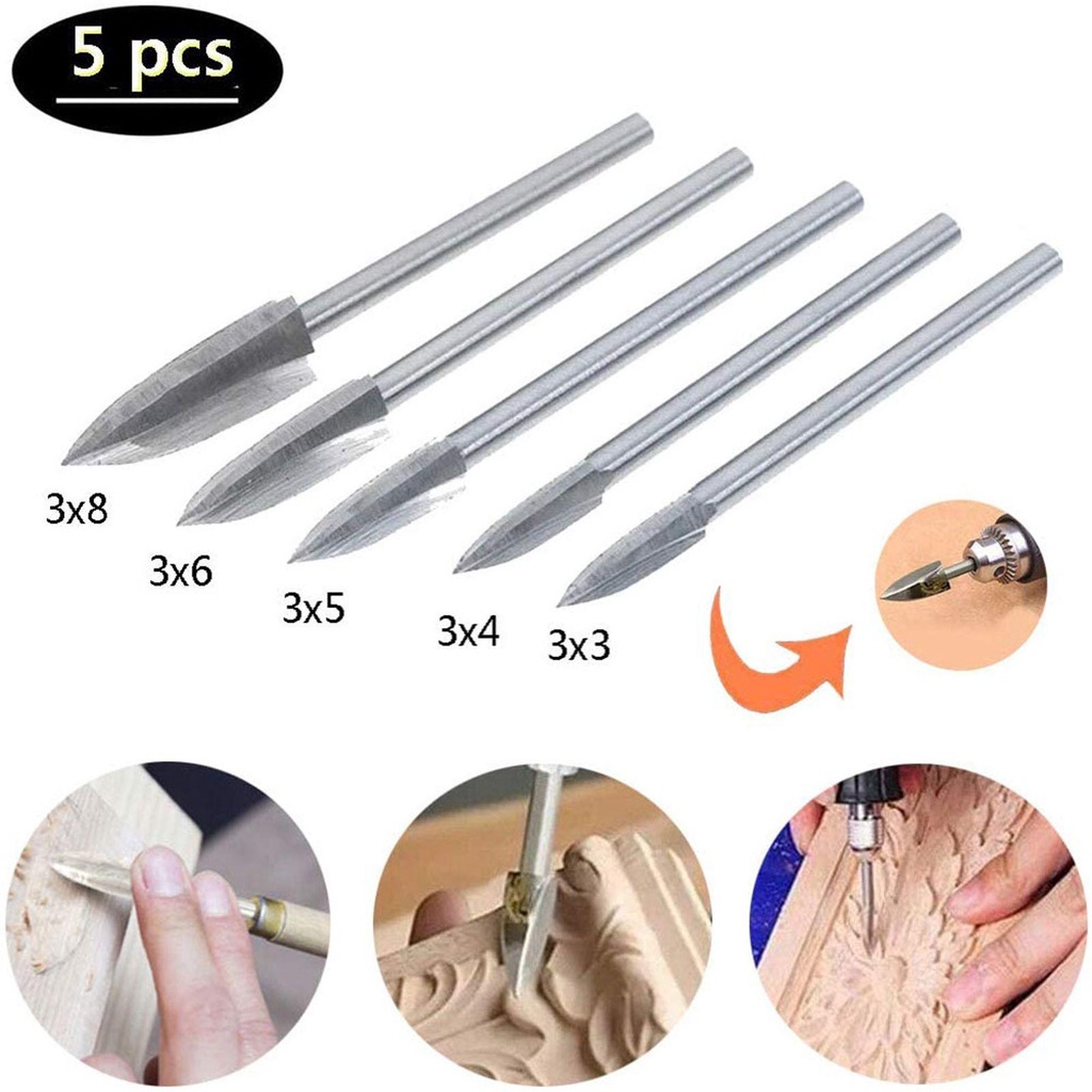 Bộ 5 Mũi Khoan Chạm Khắc Gỗ Chuyên Dụng