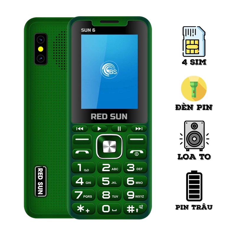 Điện Thoại 4 Sim SUN 6 Thay Đổi Giọng Nói Pin Khủng 18800mAh Tặng Ốp Sạc Pin Cho Máy Smartphone