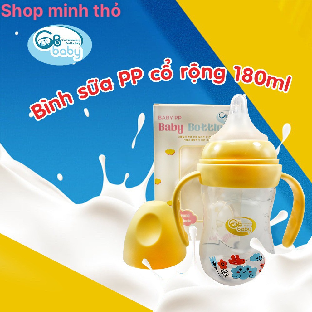 Bình sữa 🌸GB BABY🌸 Bình PP Bottle cổ rộng - có tay cầm size 180ml/240ml - An toàn cho bé