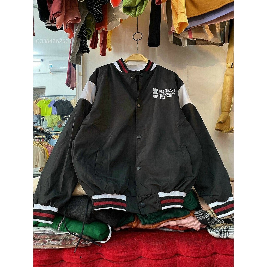 Áo Khoác bomber Dù 2 Lớp Style Bóng Chày Unisex Nam Nữ in chữ FOREST phong cách Hàn Quốc