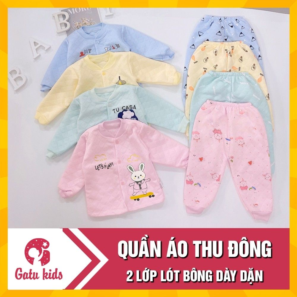 Bộ quần áo bông thu đông 3 lớp dài tay cho bé- BỘ XỐP Uyển CHI