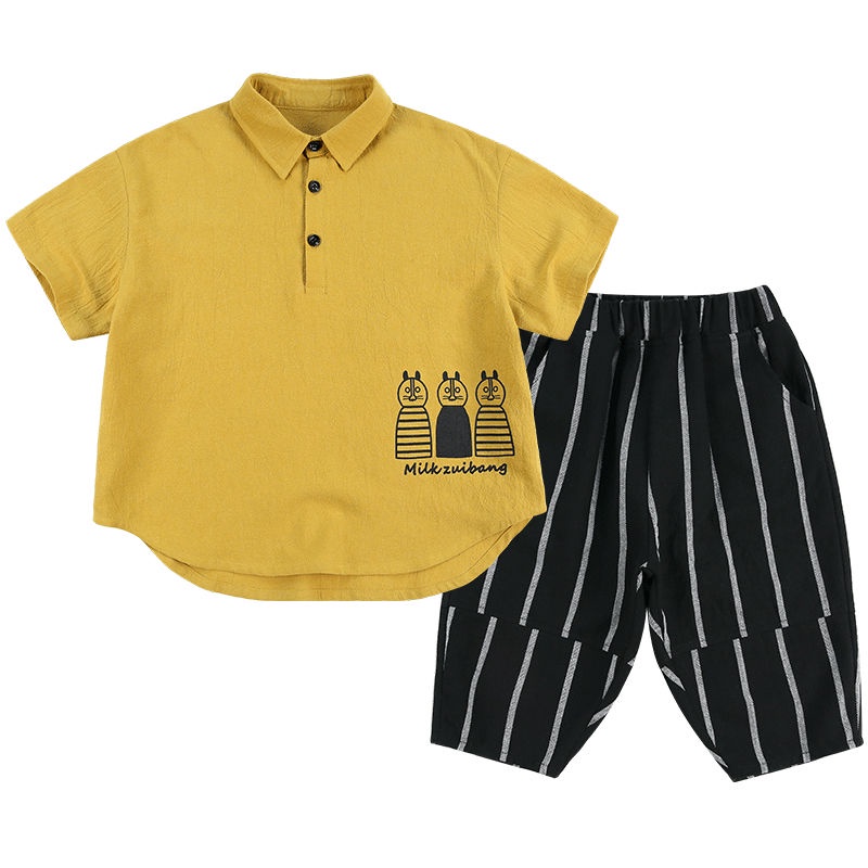 Set 2 Món Áo Thun Phối Quần Short Thời Trang Mùa Hè Cho Bé Trai Từ 3-4 - 5-6 - 7-8 - 9-10 - 11-12 Tuổi Bộ Đồ Liền Thân Xinh Xắn Dành Cho Bé