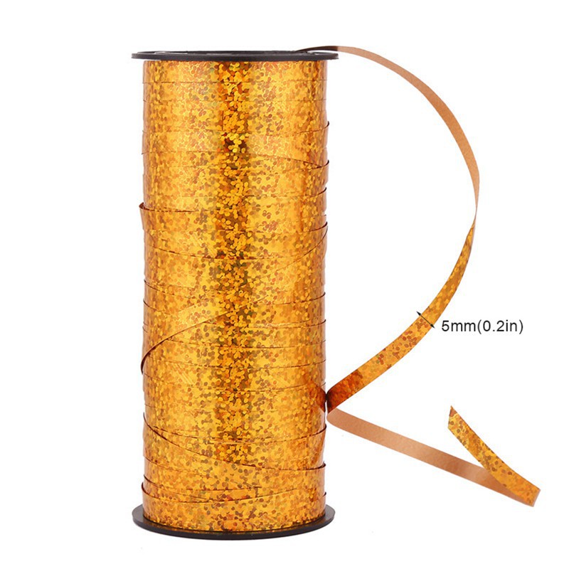 Ruy băng cột trang trí bong bóng màu vàng đồng/ bạc