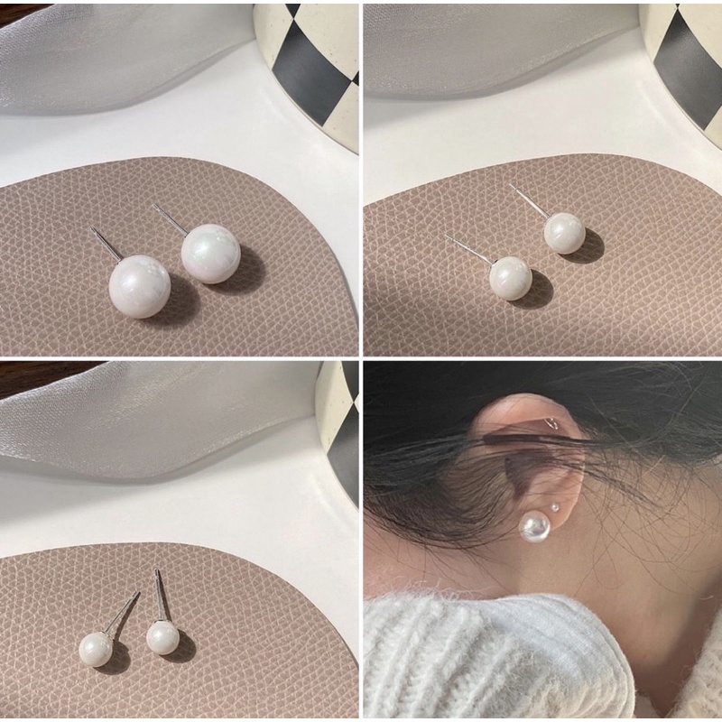 Bông tai hạt bẹt ánh xà cừ , chân inox không ghỉ , không dị ứng