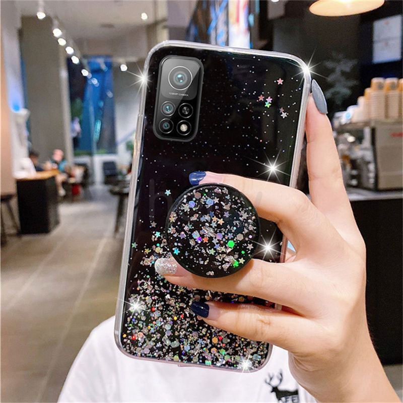 Ốp lưng TPU Bầu trời đầy sao tỏa sáng Có giá đỡ điện thoại di động vỏ điện thoại Cho Xiaomi Redmi Note 9 9s 8 7 Pro 9T 9A 9C Chống Sock Chống Trầy Chống vết dầu