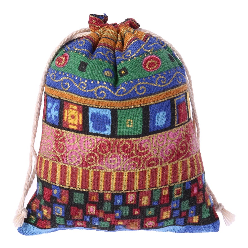 Túi Dây Rút Vải Lanh Cotton Đựng Trang Sức Hình Ai Cập