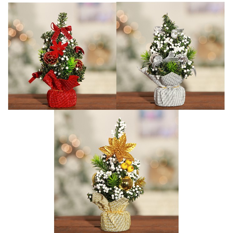 Cây thông noel chậu lấp lánh C01 kèm phụ kiện chỉ cao 20cm